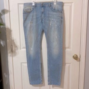Diesel Mens Jeans Thavar Blue Light Wash Slim Skinny Stretch Denim Sz 36x32
